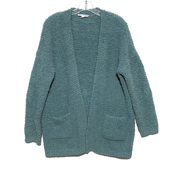 Pink Republic Fuzzy Blue Open Front Cardigan Women L Soft Comfort Cozy Boho Fall - Picture 1 of 6